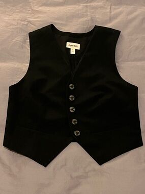 Open Edit Women's Black Button-Front Vest